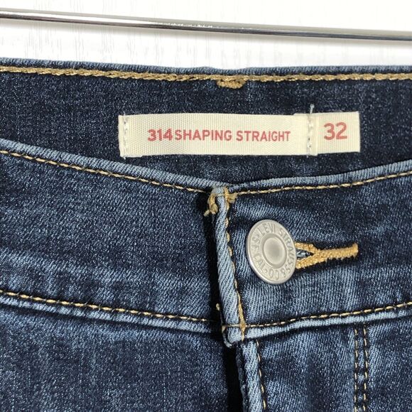 Levi's 314 Jeans Womens 32 Blue Shaping Straight Hi Rise Tummy Slimming Raw Hem - Picture 7 of 12